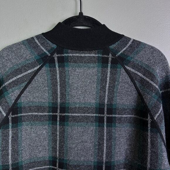 Banana Republic sweater jacket men’s medium plaid bomber Italian modern swacket - Picture 5 of 11